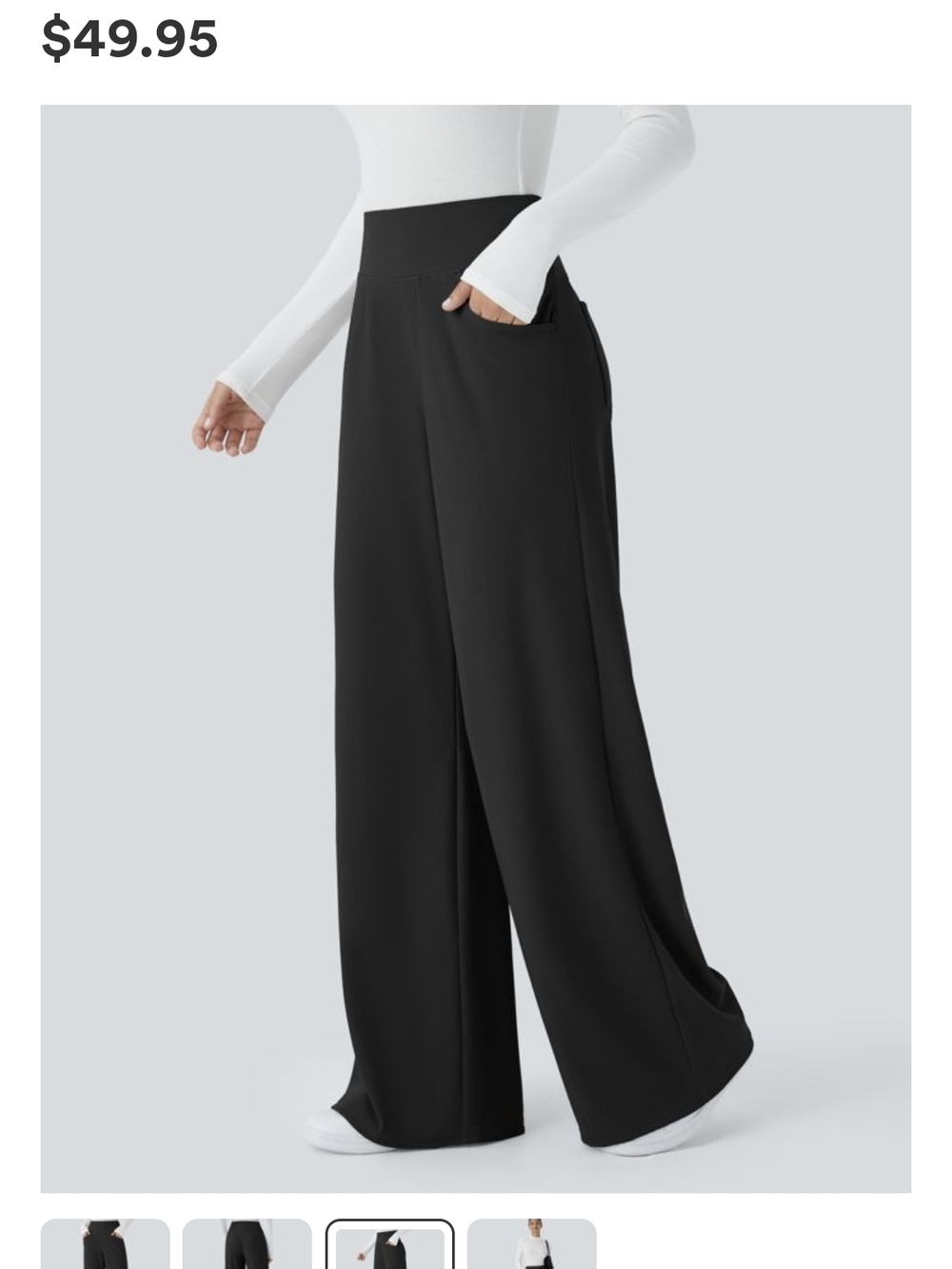 High-Waist Wide-Leg Tummy Control Microwaffle Pants — Black - NWOT - Picture 2 of 6
